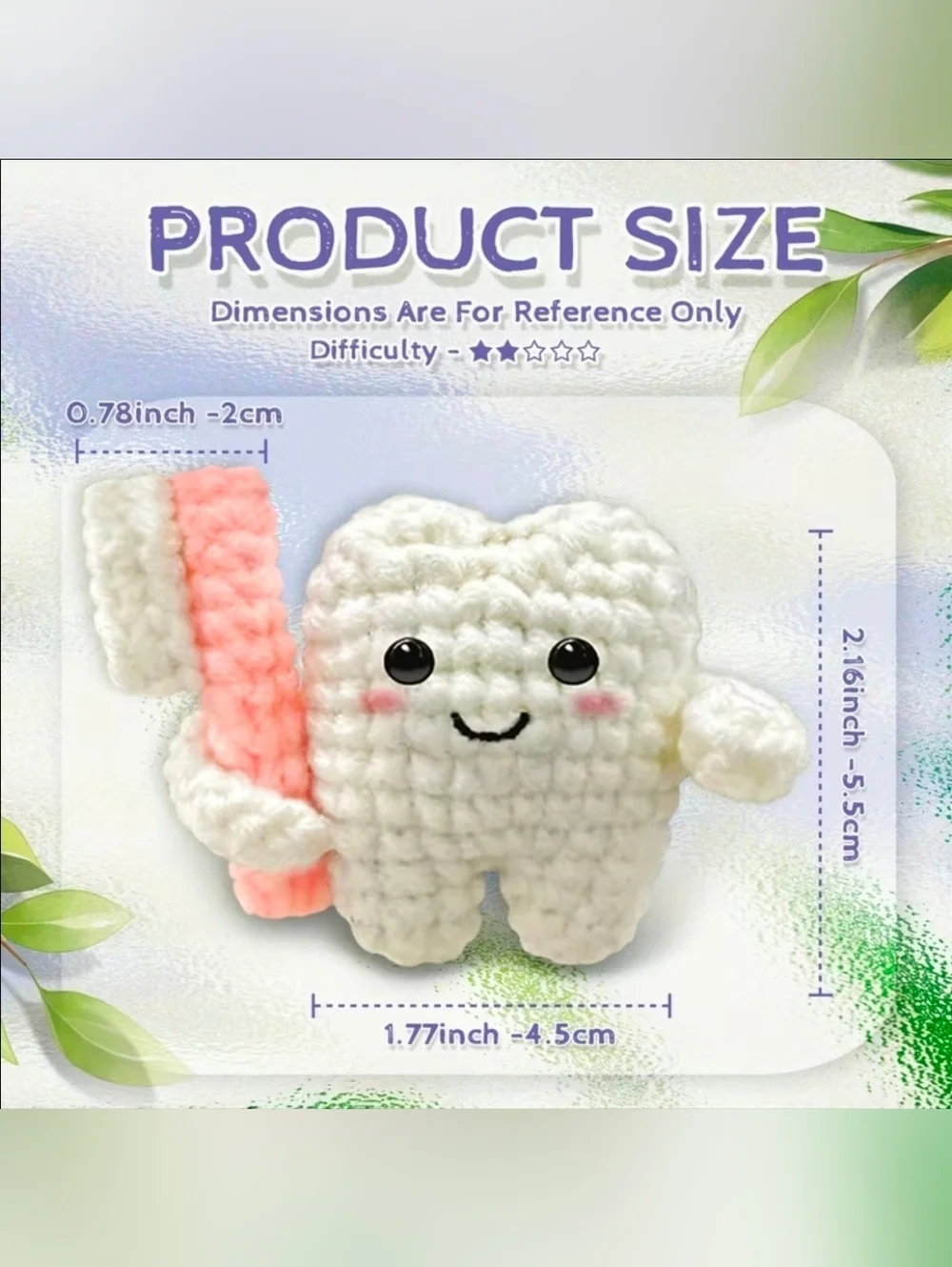 DIY Tooth & Tooth Brush Crochet For Beginners Kit All Tools Included New Sealed